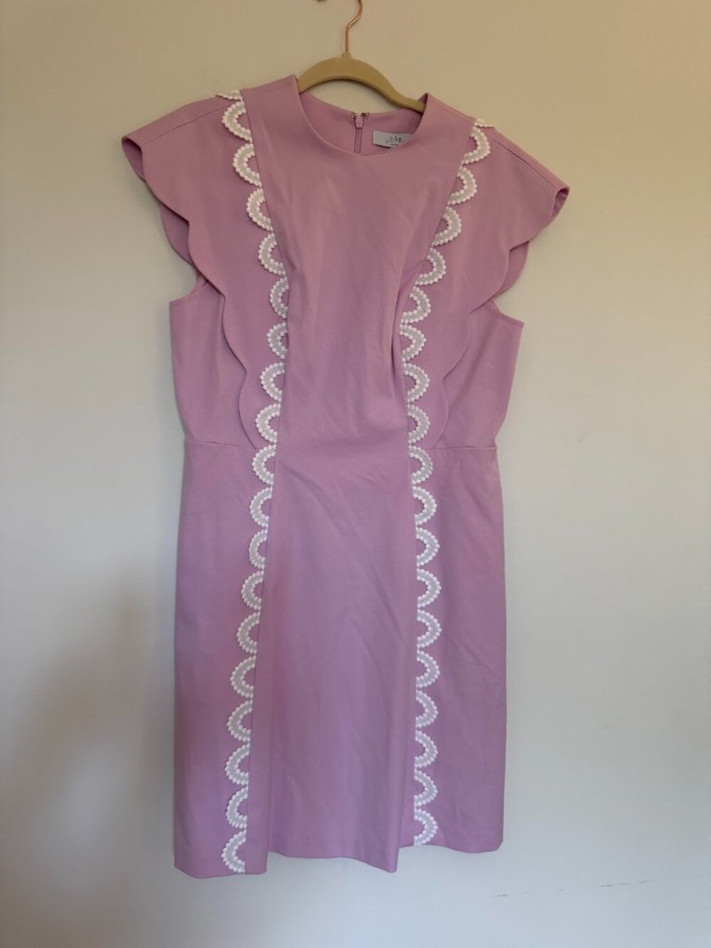 Pearl by Lela Rose Cotton ALine Scalloped Lace Dress Garden Party Pink- NWT - 10